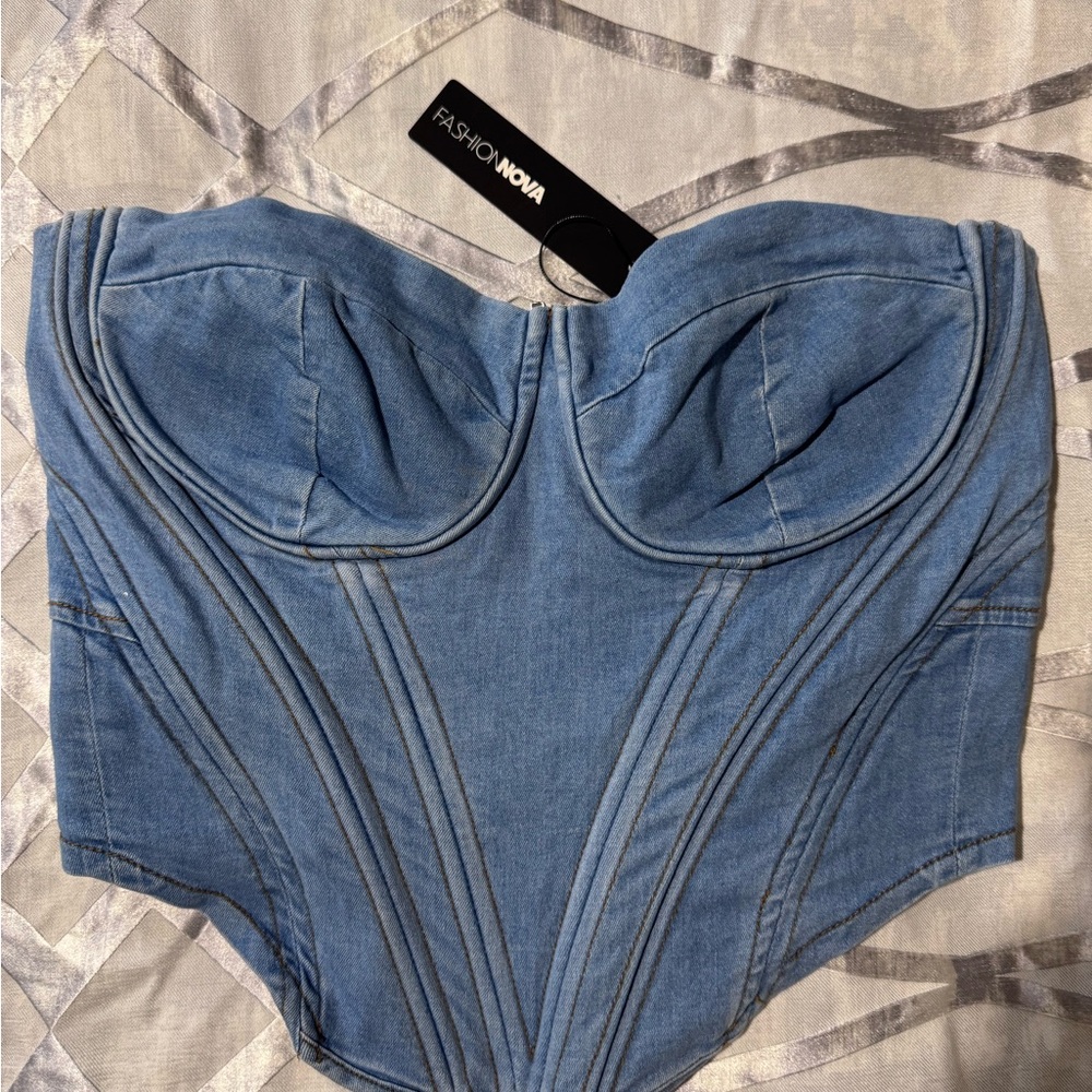 Fashion Nova Denim Bustier Top